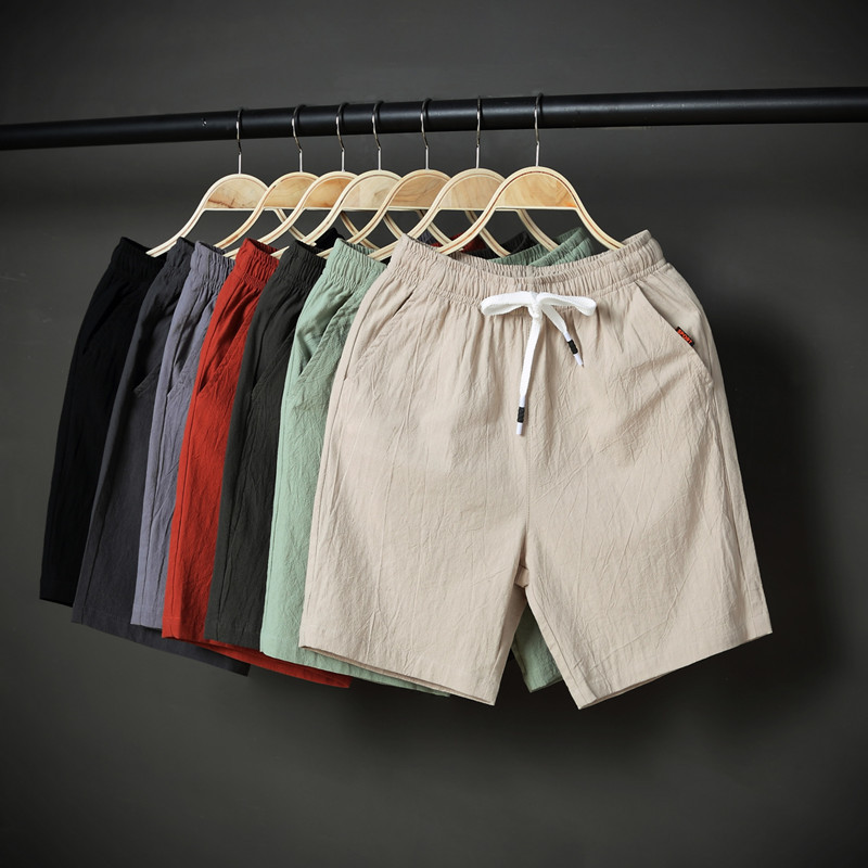 Alternative view of Men s summer trendy shorts outer wear men s five-inch pants thin cotton and linen mid-length pants casual loose linen pants beach pants