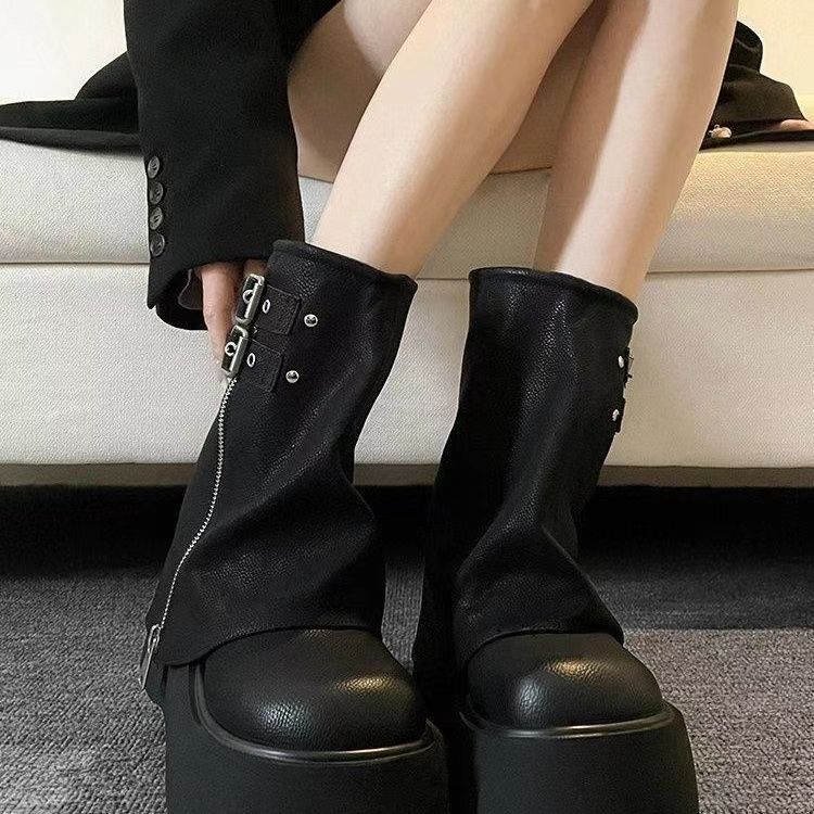 Martin boots online celebrity short boots for women new style for autumn and winter 2024 casual fashionable vintage boots easy-matching thick-soled boots with leg openings