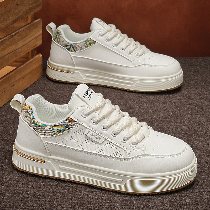 Alternative view of Men s white sneakers 2026 new spring style lightweight casual board shoes vintage retro versatile breathable fashionable sneakers for teenagers